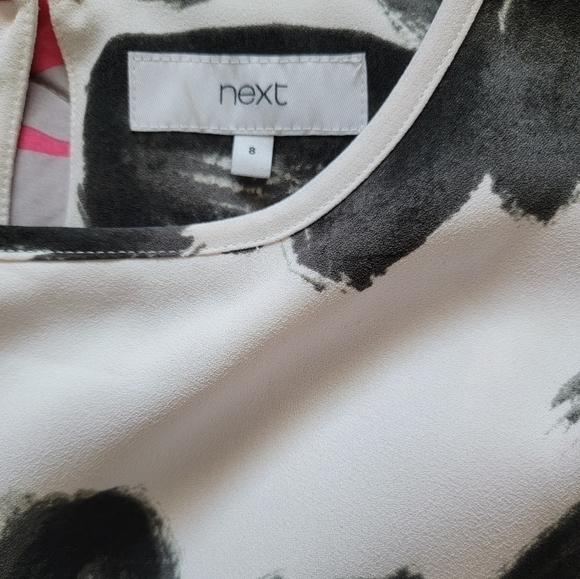 Black and Pink Floral Midi Dress Office Dress Next Direct Size 8 - Picture 5 of 8